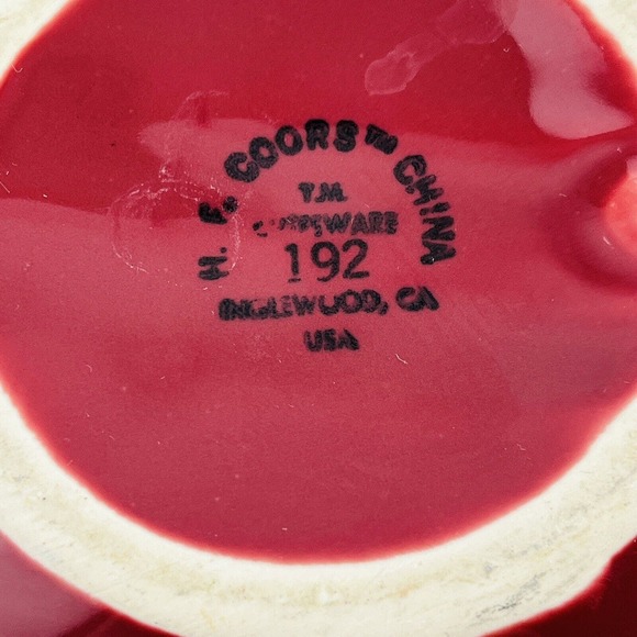 H.F. Coors Maroon Disc Pitcher #192 Coorsware Pottery Ice Lip Mid Century - Picture 7 of 11
